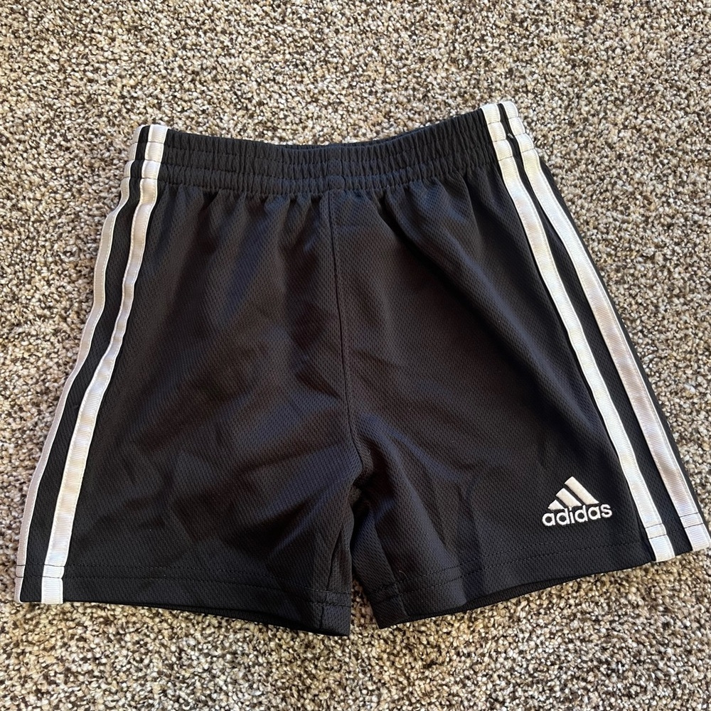 Adidas Kids Black Shorts with White Stripes